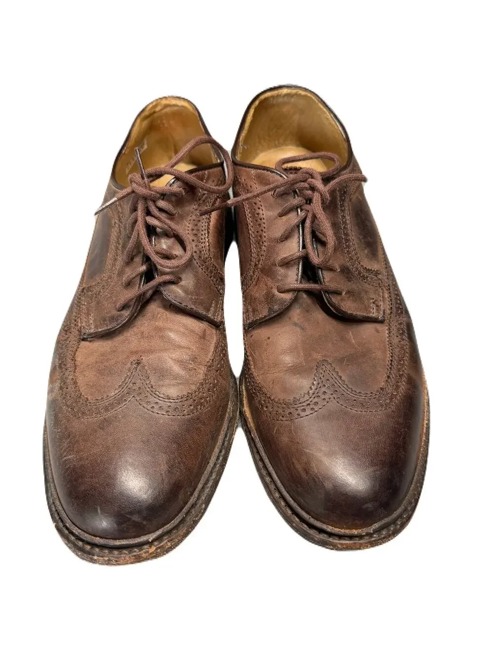 John A. Frye Brown Leather Wingtip LaceUp Oxfords Brown Leather Mens Size 10